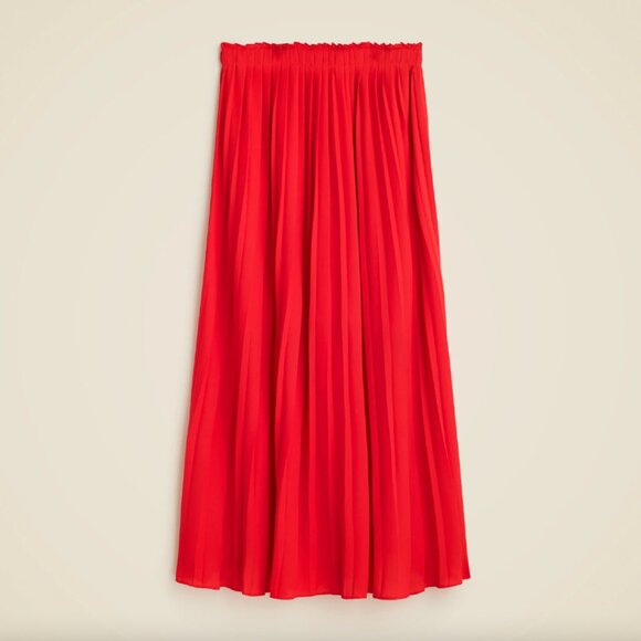 NWT J. Crew Pleated Maxi Skirt Drapey Georgette Womens 14 Candy Apple Red CG359 - Picture 4 of 13